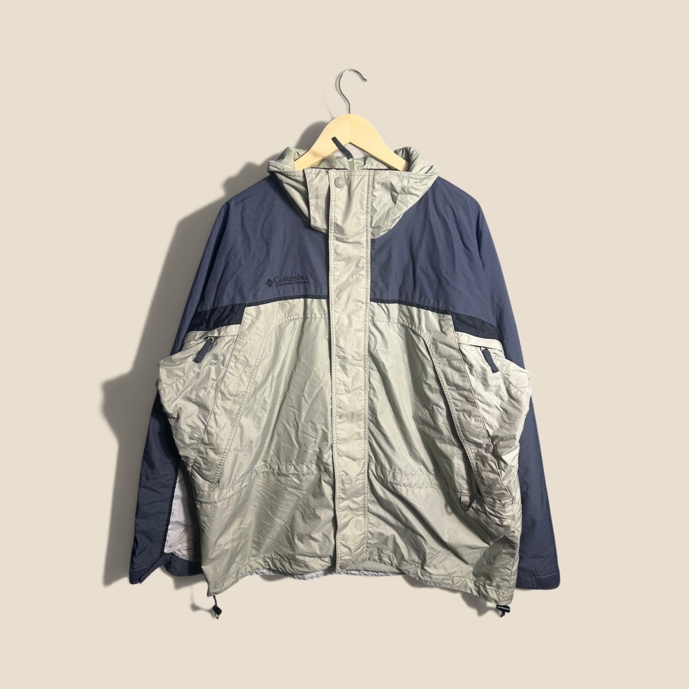 Columbia Sportswear Core Interchange Jacket Mens XL Sage Green Navy Windbreaker